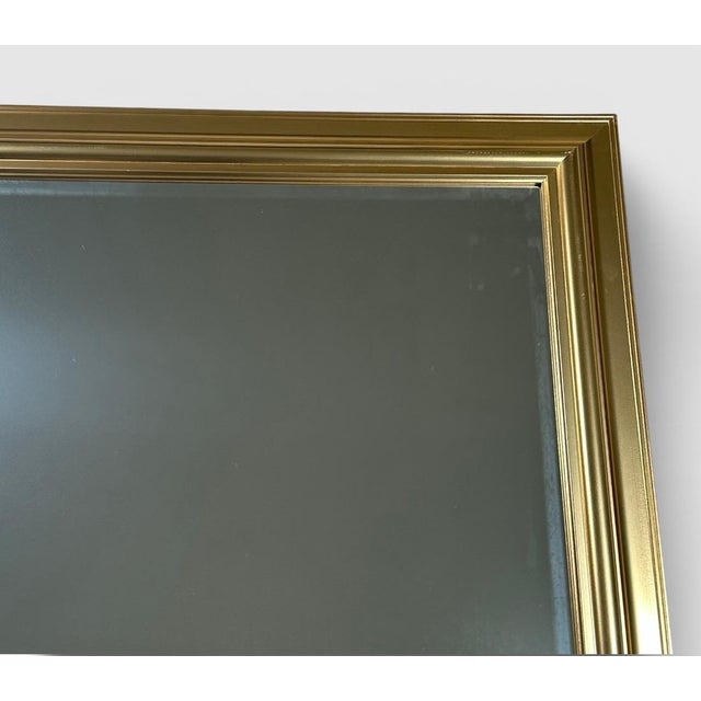 Large Contemporary Traditional Gold Gilt Beveled Glass Rectangular Wall Mirror For Sale - Image 9 of 12