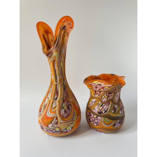 Central European Studio Art Glass Sculptural Vase Set, 1980s, Set of 2 For Sale - Image 14 of 15