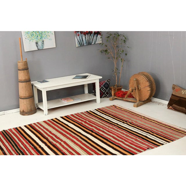 Mid 20th Century Striped Turkish Vintage Kilim Rug For Sale In Los Angeles - Image 6 of 7
