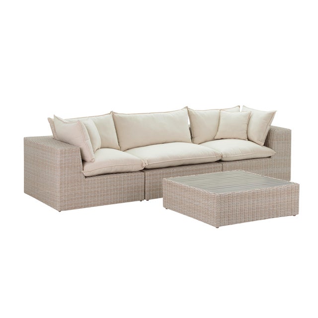 Cali Natural Wicker Outdoor Modular Sofa For Sale - Image 4 of 9