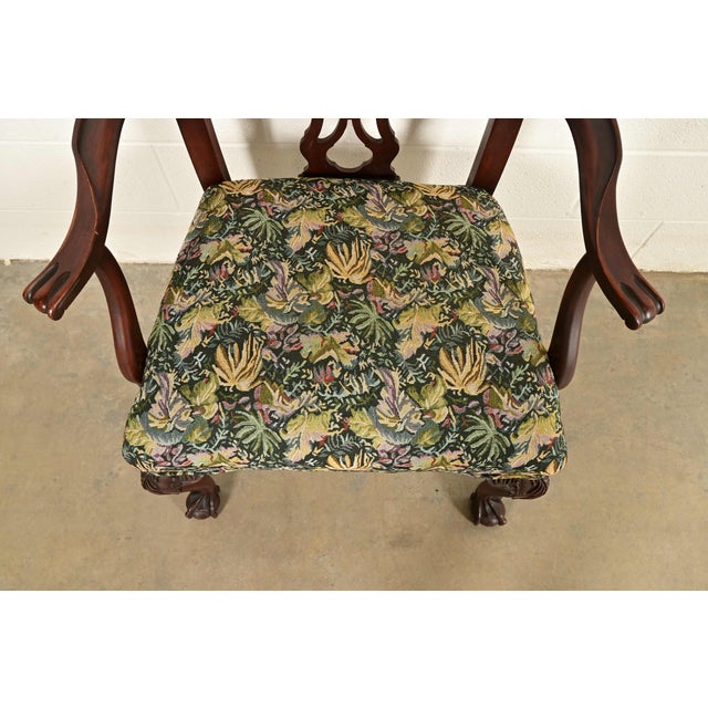 Wood Romweber Antique Chippendale Carved Mahogany Armchairs, Pair For Sale - Image 7 of 13