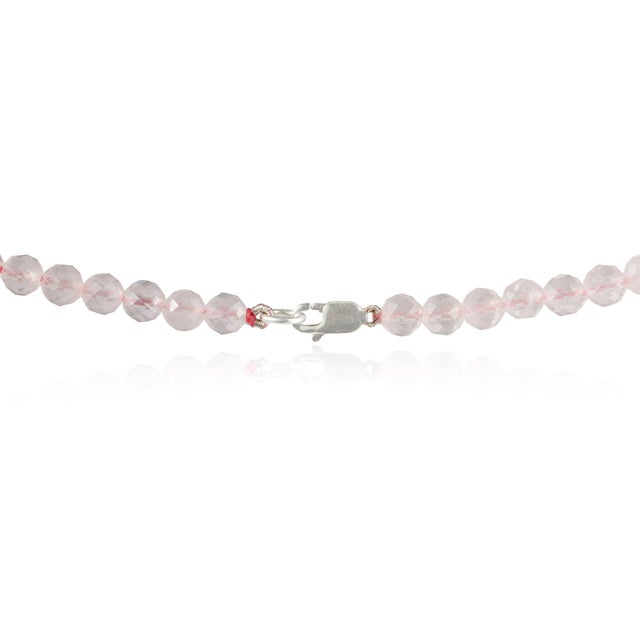 Metal Art Deco Style Faceted 112 Ct Pink Rose Quartz Beaded Opera Length Necklace, 26" For Sale - Image 7 of 14