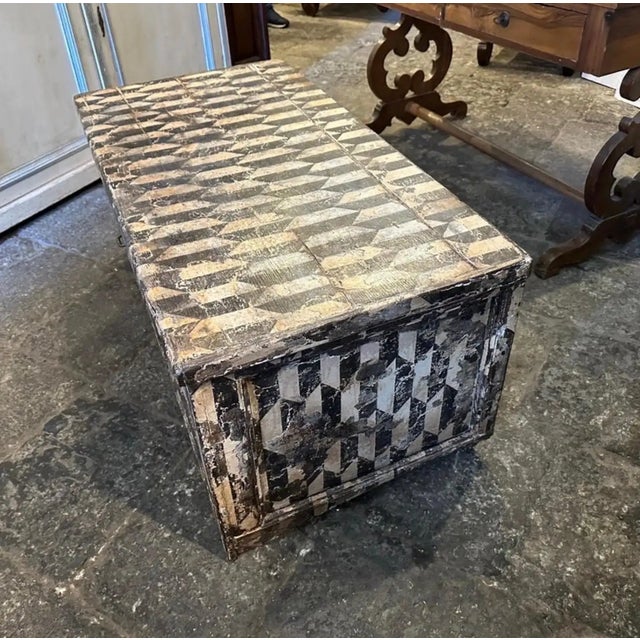Italian Late 19th Century Black and White Lacquered Wood Florentine Blanket Chest For Sale - Image 3 of 15