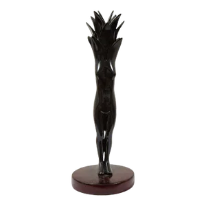 2021 “Black Transition” Contemporary, Black, Mixed Media, Acrylic and Wood Sculpture by Nana De La Fuente