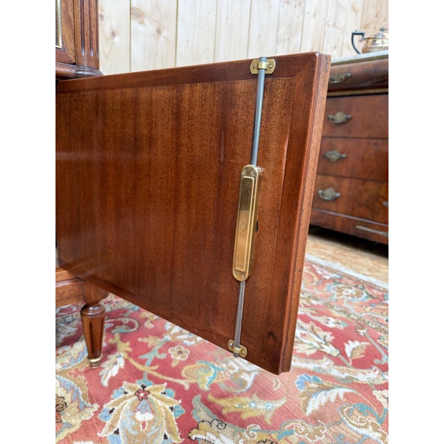 Brown Louis XVI Style Low Sideboard in Mahogany and Carrara Marble For Sale - Image 8 of 12