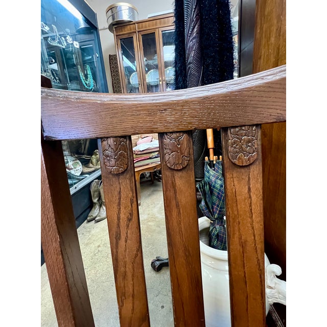 1900 - 1909 Set of 6 Oak Carved Chairs Mission Arts & Crafts For Sale - Image 5 of 5