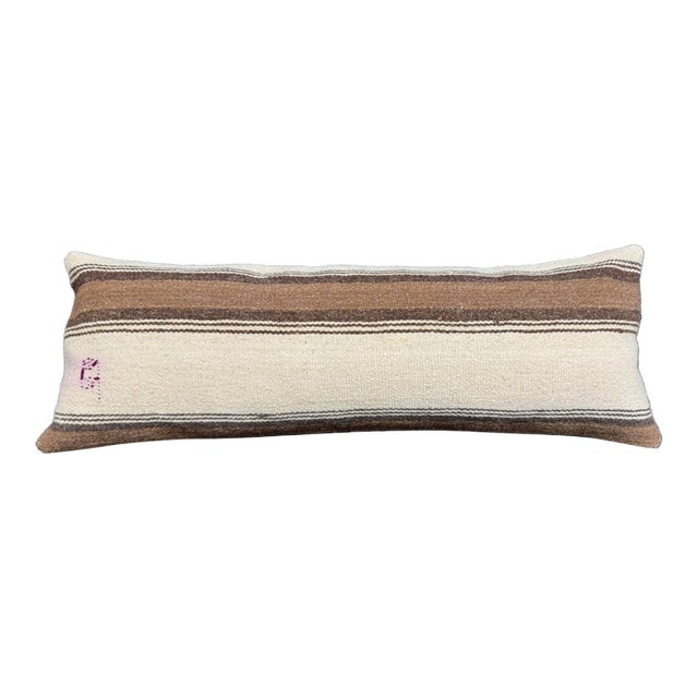 Turkish Hemp Pillow Cushion Natural Beige Brown Cushion Cover 14x40 For Sale