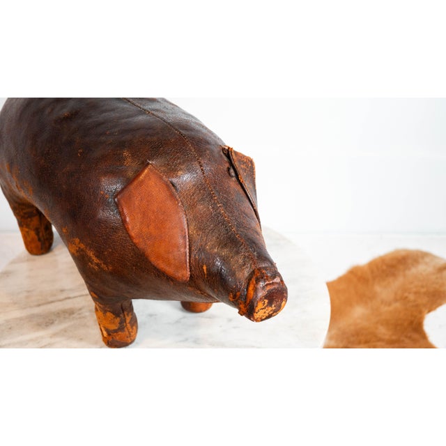 Animal Skin 1970s Vintage Dimitri Omersa Leather Pig Footstool For Sale - Image 7 of 17