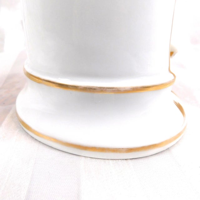 Ceramic 1970s White Floral Porcelain Vase With Gold Trim For Sale - Image 7 of 9