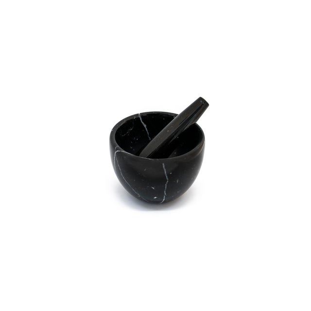 Contemporary Small Black Marble Mortar and Pestle For Sale - Image 3 of 5