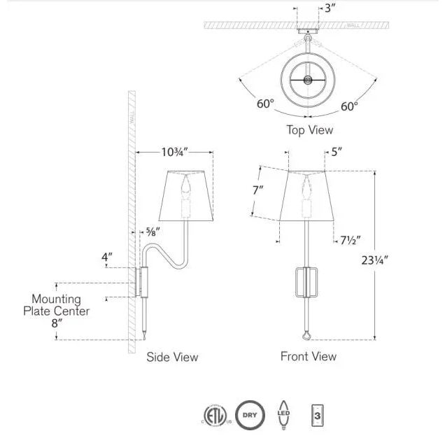 Transitional Amber Lewis for Visual Comfort Signature Griffin Articulating Sconce in Polished Nickel and Parchment Leather with Linen Shade For Sale - Image 3 of 3