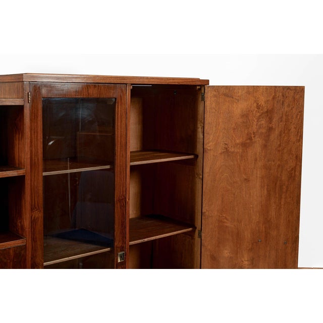 Antique French Art Deco Rosewood Vitrine Display Cabinet or Bookcase, 1940s For Sale - Image 9 of 17