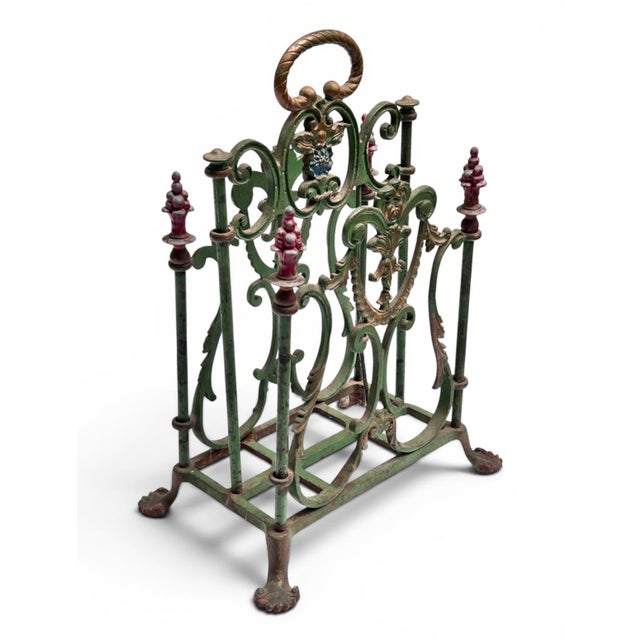 Art Nouveau Late 19th Century French Art Nouveau Cast Iron Magazines Rack For Sale - Image 3 of 6