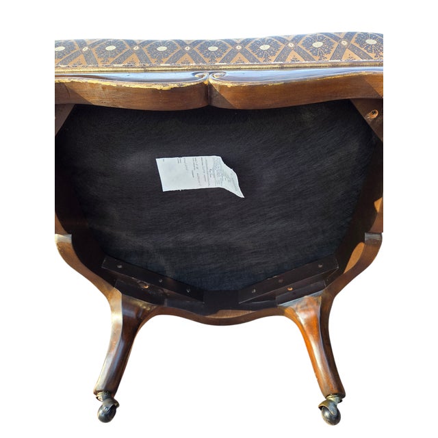 1990s Marge Carson Boudoir Lounge Accent Chair French Tuffed Wingback Armchair Regency For Sale - Image 12 of 15