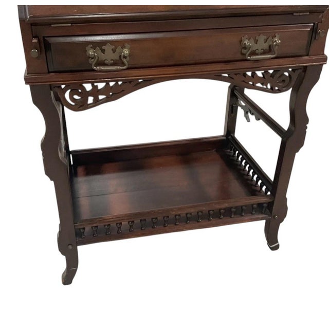 Vintage Mahogany Drop-Front Secretary Desk With Carved Gallery & Lower Shelf For Sale In Atlanta - Image 6 of 10