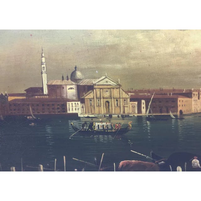VENICE - Italian landscape oil on canvas painting cm.38x61 by Giancarlo Gorini, Italy 2006. Gold gilded and mahogany...