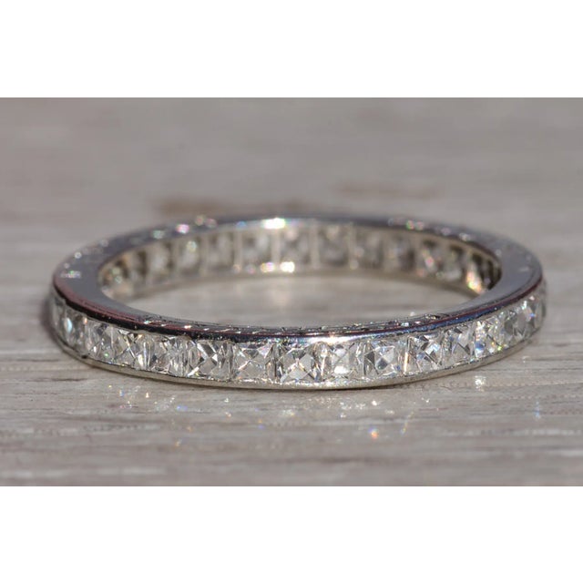 The Falgarwood: Ladies Antique Platinum Wedding Band set with French Cut Diamonds For Sale In Philadelphia - Image 6 of 10