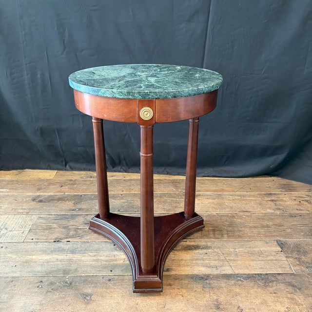 Neoclassical French Style Neoclassical Marble Top Round Side Tables -a Pair For Sale - Image 3 of 9