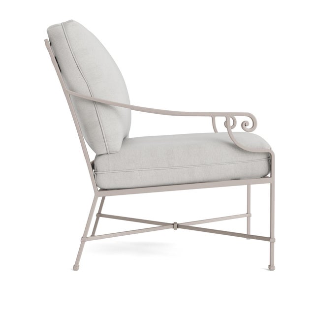 Contemporary Brown Jordan Venetian Lounge Chair, Dove frame with Fusion Dove fabric For Sale - Image 3 of 11