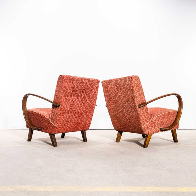 Armchair in Geometric Jacquard Fabric by Jindrich Halabala, 1950s For Sale - Image 3 of 12