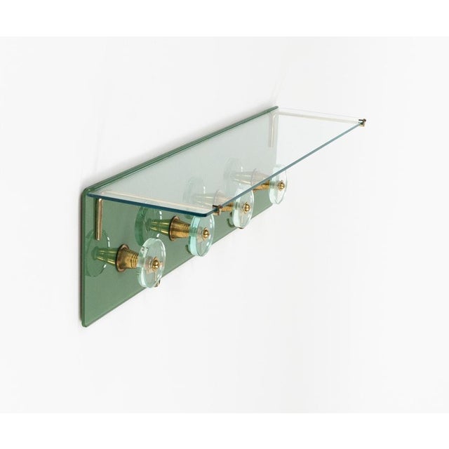 Mid-Century Coat Rack Shelf in Glass and Brass attributed to Cristal Arte, Italy, 1950s For Sale - Image 6 of 17
