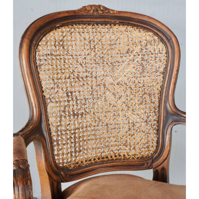 French Early 20th Century French Caned Back Fauteuil Armchair For Sale - Image 3 of 11