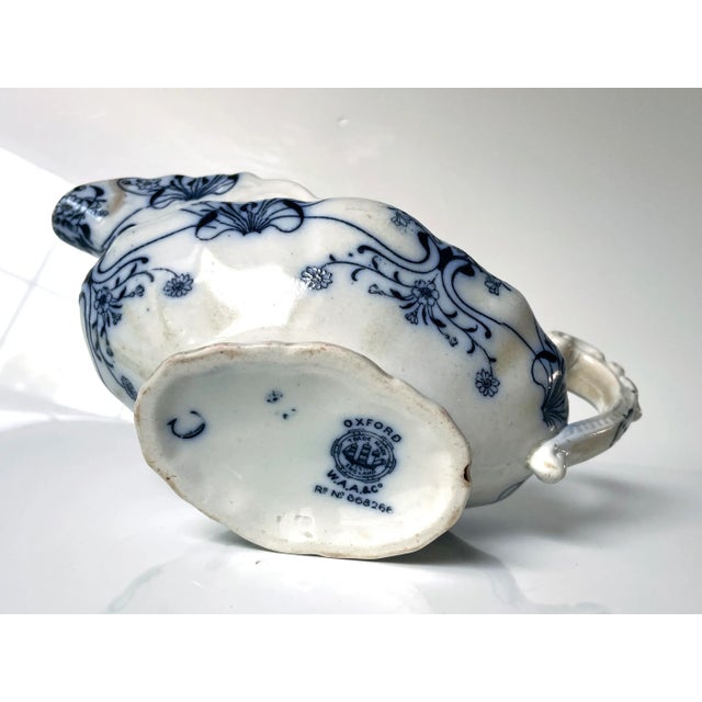 Ceramic Antique English Transferware Gravy Boat - Oxford For Sale - Image 7 of 8