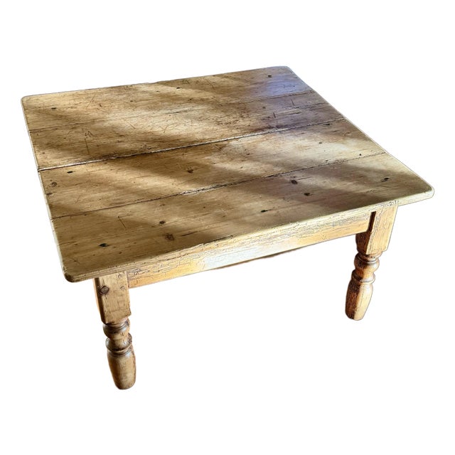 1900s Distressed Pine Wood Coffee Table For Sale