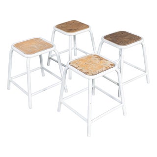 Low Stacking Stools in White, 1960s, Set of 4 For Sale