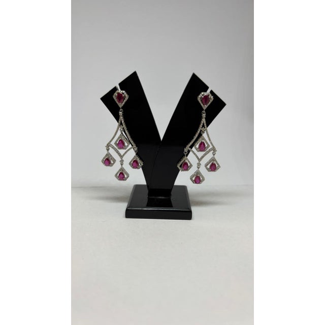 2020s Natural Ruby 3.61cts & Diamond 1.27cts Earring in 14k Gold For Sale - Image 5 of 8