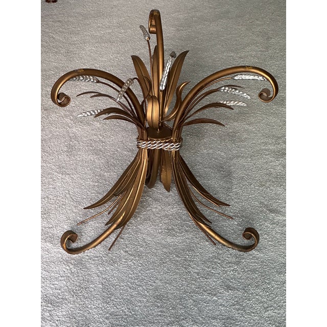 French 1970's Coco Chanel Style Sheaf of Wheat Metal and Glass Side Table, Drinks Table For Sale - Image 3 of 10
