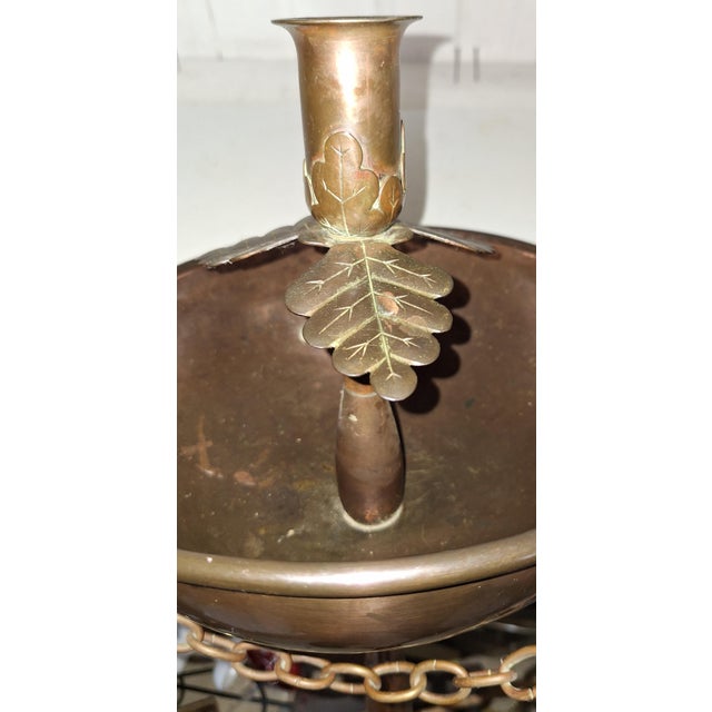 Antique Art Nouveau Standing Candlestick in Copper, 1900 For Sale - Image 4 of 8