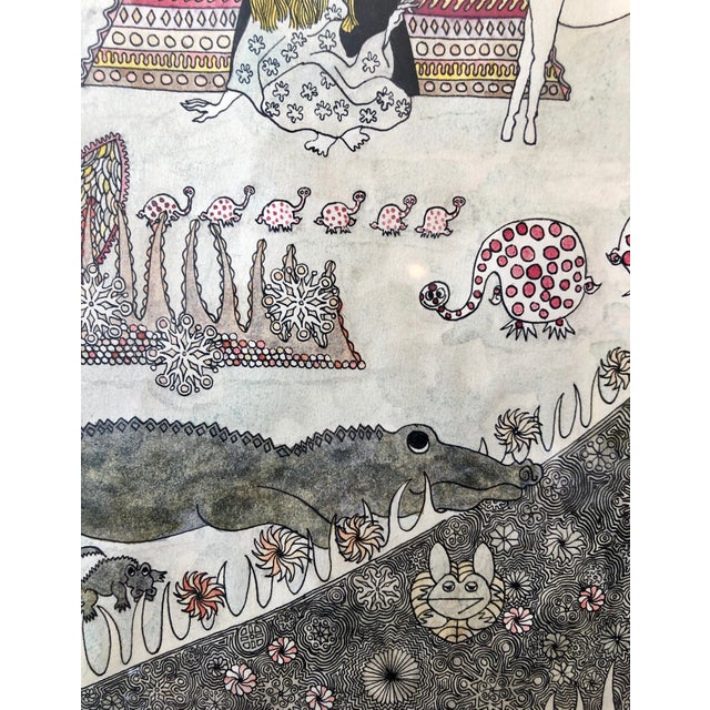 Laurence Donovan, Mod Surrealist 1970's Drawing Watercolor Painting Jungle Fantasy, Unicorn, Lion, 1974 For Sale - Image 12 of 12