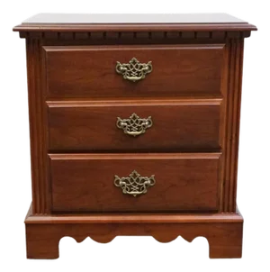 Broyhill Furniture Cherry Early American Traditional Style 24" Two Drawer Nightstand 234-6597-92