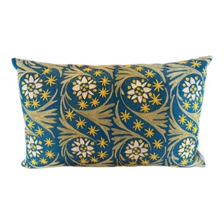 Intricate Embroidered Silk Pillow For Sale