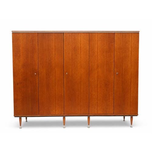 Five-Door Teak Wardrobe with Hanging Section and Shelves For Sale - Image 3 of 9