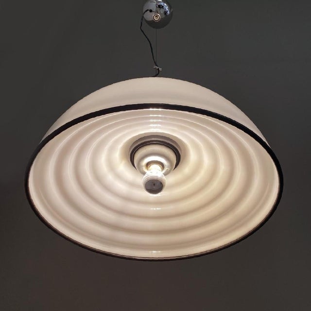 Metal Italian Modern White and Black Acrylic Glass Ceiling Light from Guzzini, 1970s For Sale - Image 7 of 17