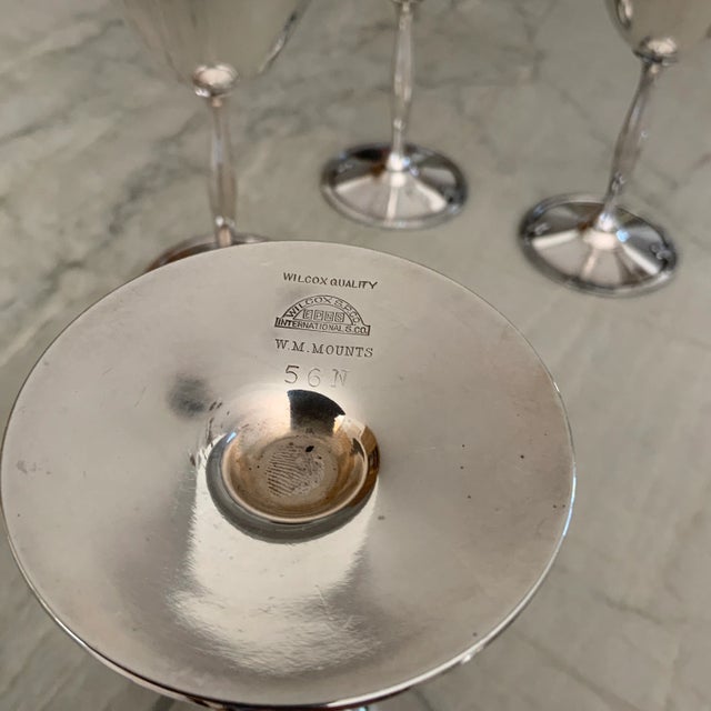 Early 20th Century Wilcox Silver-Plate Cocktail Glasses With "H" Monogram - Set of 6 For Sale In Los Angeles - Image 6 of 8