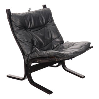 Vintage Westnofa Black Leather Siesta Chair For Sale