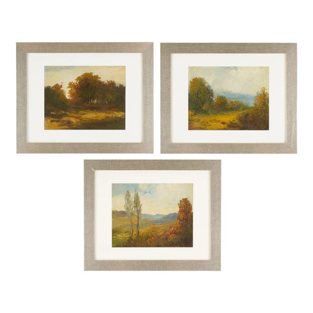 Set of Three Oil on Board Landscapes, 1900-25 For Sale