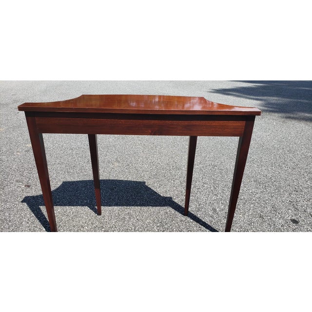 Wood Baker Furniture Historic Charleston Collection Inlaid Mahogany Demi Lune Console Table For Sale - Image 7 of 18