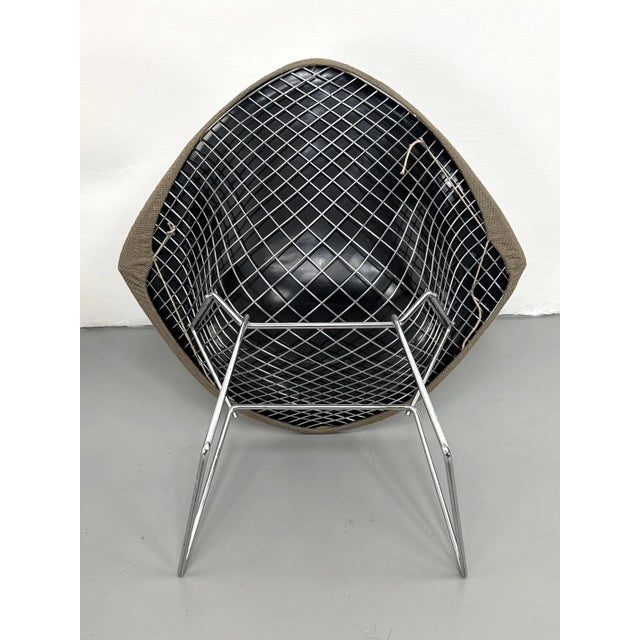 Mid 20th Century Pair Harry Bertoia Knoll Diamond Lounge Chairs Original Covers MCM Vintage For Sale - Image 9 of 10