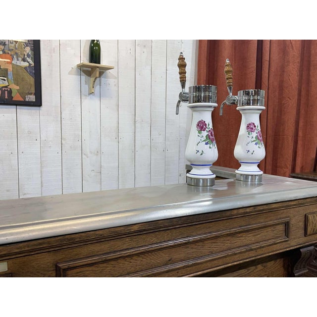 Bar Counter in Oak with Zinc and White Marble For Sale - Image 6 of 18