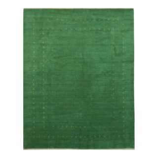 8x10 Jasmine Alluring Minimalist Green Modern Handmade Wool Area Carpet Rug For Sale
