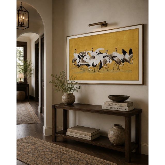 Paper Japanese Flock of Cranes by Ishida Yūtei, Vintage Art Print Reproduction, 24" X 16" For Sale - Image 7 of 9