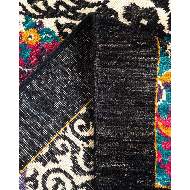 Suzani Hand-Knotted Area Rug - Black, 6' 1" x 6' 2" For Sale In New York - Image 6 of 8