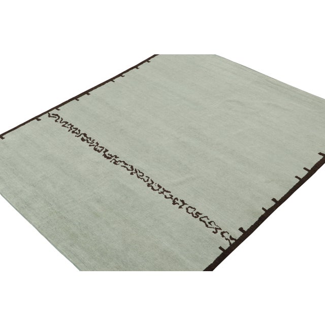 Rug & Kilim Rug & Kilim’s Modern Rug in Blue With Brown Geometric Patterns For Sale - Image 4 of 7