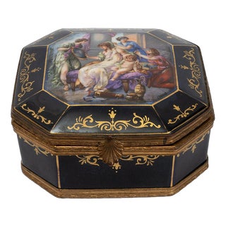 Antique 19th Century Napoleon III Jewelry Box in Polychrome Sèvres Porcelain from Eonard For Sale