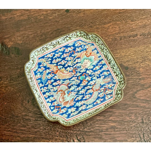 Cerulean 18th Century Qing Dynasty Canton Enamel Dish - Qianlong Period (1736-1795) For Sale - Image 8 of 13