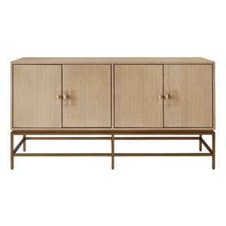 Matthew Izzo Home Ariel Cerused Oak Four Door Buffet With Antique Brass Hardware For Sale